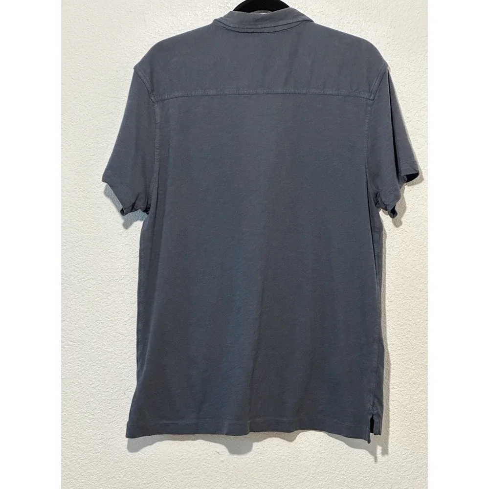 J. Crew Garment Dyed Knit Goods Blue Short Sleeve Snap Closure Shirt‎ Mens L